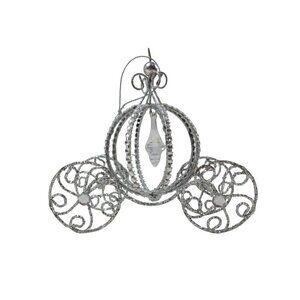 Holiday Time Cinderella Carriage Silver Bling Decorative Christmas Tree Ornament